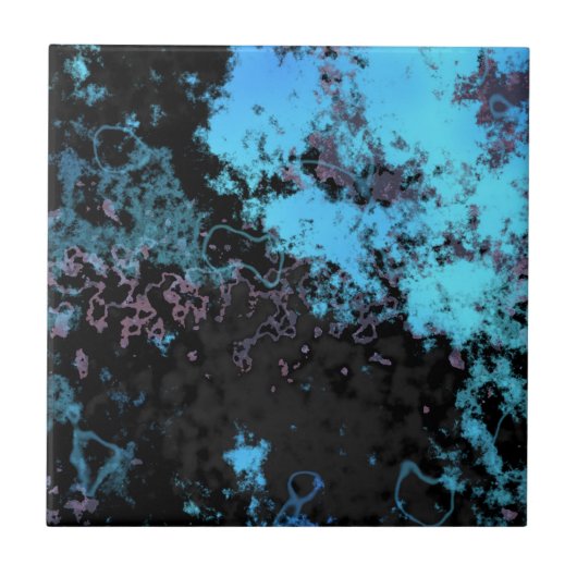 青、灰色、紫の大理石抽象芸術 タイル (正面)