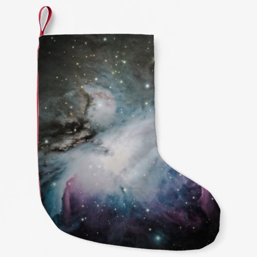 青、灰色、紫星雲 スモールクリスマスストッキング (正面)