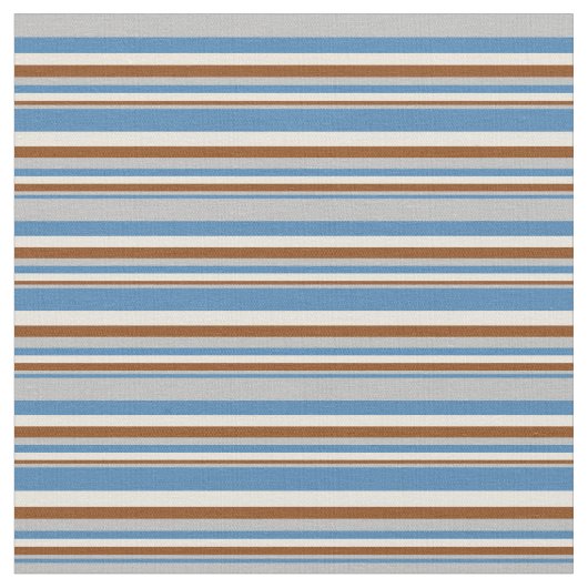 青、灰色、茶色、ベージュ色の線 ファブリック (クローズアップ)