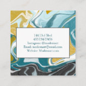 青、灰色、金ゴールド大理石名刺 スクエア名刺 (裏面)