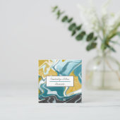 青、灰色、金ゴールド大理石名刺 スクエア名刺 (スタンド正面)