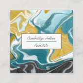 青、灰色、金ゴールド大理石名刺 スクエア名刺 (正面)