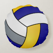 青、灰色、黄色、白バレーボール | DIY名 ラウンドクッション (裏面)