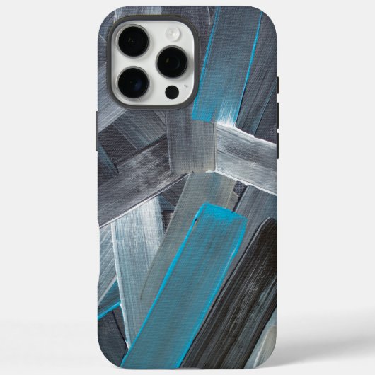 青、灰色、黒の抽象的なブラシストローク Case-Mate iPhoneケース (裏面)