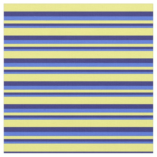 青、王室の深夜の青、黄色のパターン ファブリック (クローズアップ)