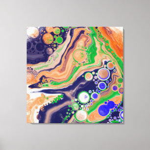青、珊瑚、緑の注絵画流アート キャンバスプリント