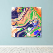 青、珊瑚、緑の注絵画流アート キャンバスプリント (インサイチュ (ウッドフロア))