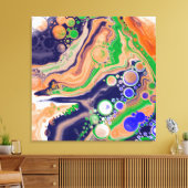 青、珊瑚、緑の注絵画流アート キャンバスプリント (インサイチュ (リビング))