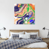 青、珊瑚、緑の注絵画流アート キャンバスプリント (インサイチュ (寝室))