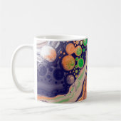 青、珊瑚、緑の注絵画流アート コーヒーマグカップ (左)