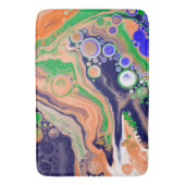 青、珊瑚、緑の注絵画流アート バスマット (正面縦)