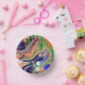 青、珊瑚、緑の注絵画流アート ペーパーボウル (パーティー)