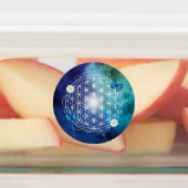 青，生命の花，神聖な幾何学模様，曼荼羅，禅 ラベル (貼付)