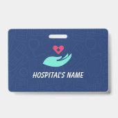 青 | 病院 医療従事者 写真付きIDバッジ バッジ (裏面)