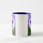 青、白いおよび紫色のパンジー ツートーンマグカップ (中央)