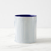 青、白いストライプのは、水彩画の芸術縞で飾ります ツートーンマグカップ (中央)