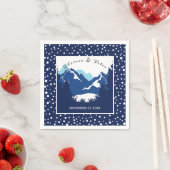 青、白い山と水玉模様結婚ズ スタンダードカクテルナプキン (インサイチュ)