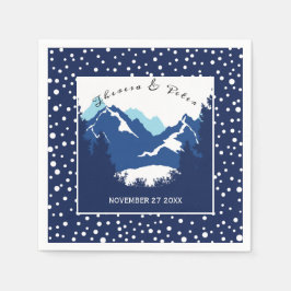 青、白い山と水玉模様結婚ズ スタンダードカクテルナプキン