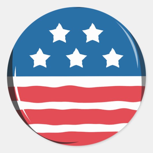 青(白い星と赤と白ストライプ星) ラウンドシール (正面)