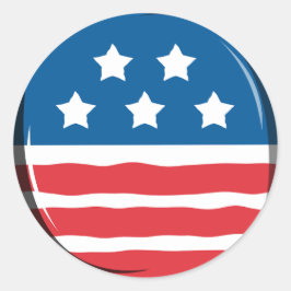 青(白い星と赤と白ストライプ星) ラウンドシール