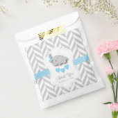 青、白い灰色の象の赤ちゃんシャワーありがとう フェイバーバッグ (封をした状態)