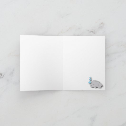 青、白い灰色の象🐘赤ちゃんシャワーありがとう サンキューカード (内部)