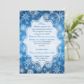 青、白い雪片の休日のパーティの招待状 招待状 (スタンド正面)