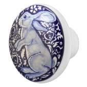 青&白うさぎバニードロワープルノブDedham セラミックノブ (右)