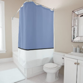 青（白と黒のプレーン・シャワー・カーテン） シャワーカーテン
