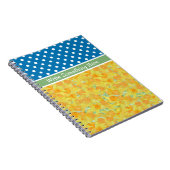 青、白の水玉模様と水仙 ノートブック (右側)