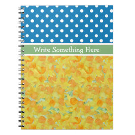 青、白の水玉模様と水仙 ノートブック