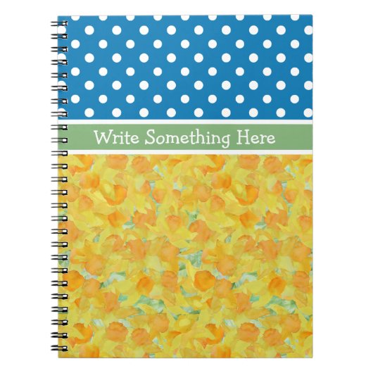 青、白の水玉模様と水仙 ノートブック (正面)