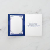 青、白の花模様、ハートの結婚式のお礼カード サンキューカード (内部)