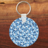 青、白の花：ヴィンテージ キーホルダー (正面)