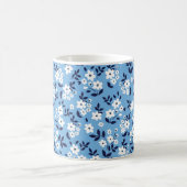 青、白の花：ヴィンテージ コーヒーマグカップ (中央)