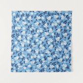 青、白の花：ヴィンテージ タペストリー (正面(横))