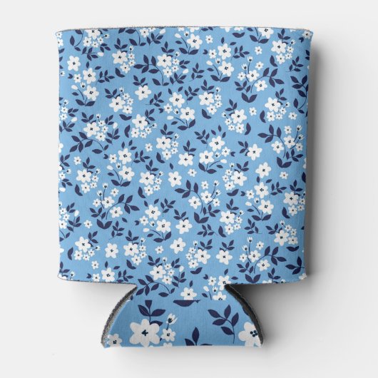 青、白の花：ヴィンテージ 缶クーラー (正面)