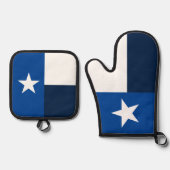 青・白テキサス州州旗 鍋つかみ&鍋敷きセット (正面)