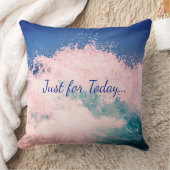 青/白感動的波デザイン クッション (ブランケット)