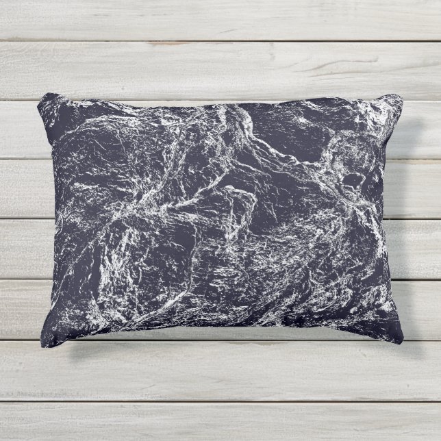 青/白抽象芸術 アウトドアクッション (正面)