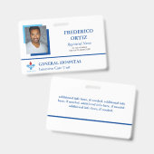 青/白病院従業員IDロゴ バッジ (Front & Back)