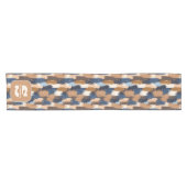 青、白色と茶色の抽象的な筆致 (2) ショートテーブルランナー (横)