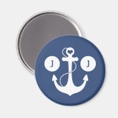 青（白）いかりモノグラム マグネット (正面/裏面)