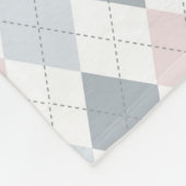 青、白、ピンクのパーソナライズされたフリースブランケット フリースブランケット (角)