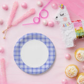 青（白）プレイド2 ペーパープレート (パーティー)