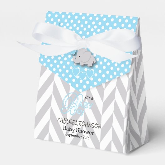 青、白、灰色のゾウ フェイバーボックス (正面サイド)