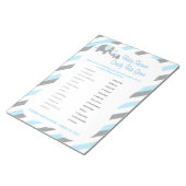 青、白、灰色の象の赤ちゃんシャワー – ゲーム2 ノートパッド (アングル)