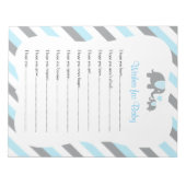 青、白、灰色の象の赤ちゃんシャワー – 希望2 ノートパッド (正面)