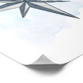 青 白 灰 コンパス ローズ 海洋 航海 テーマ ポスター (角)