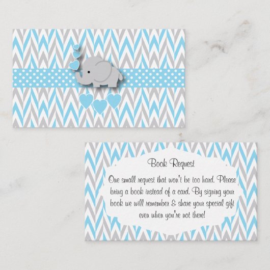 青 白 灰 ゾウ  本 依頼 エンクロージャーカード (正面/裏面)